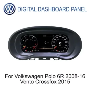 Prelingcar 9 tommer LCD digitalt instrumentbræt med frontvisning til VW Polo 6R 2008-2016, Vento og CrossFox 2015