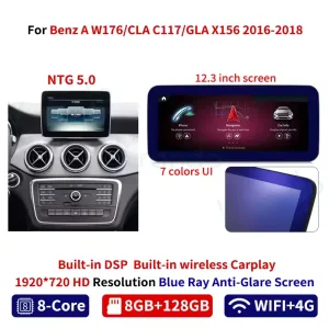 Mercedes W176 A-klasse Android-hovedenhed 2012-2018 | CarPlay DSP
