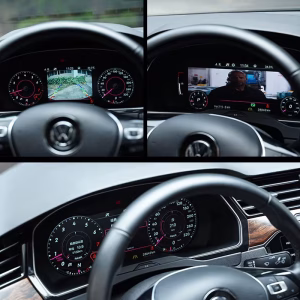 VW Volkswagen Tiguan digitalt instrumentpanel 2009–2017 4 Installeret Volkswagen Tiguan digital instrumentklynge 2009–2017 12.3 inch med fuld LCD-grænseflade