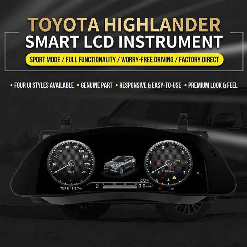 Opgradering af digitalt instrumentbræt til Toyota Highlander (2015–2019)